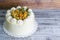 Gentle cream cheese cake with anise and kumquat
