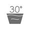 Gentle, delicate laundry, 30 degrees washing temperature grey icon.