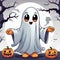 Gentle Ghostly Friend Kid Friendly Halloween Graphic