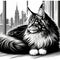 Gentle Giant: Illustrated Portrait of a Majestic Maine Coon