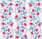 Gentle hand drawn seamless abstract vintage flower pattern.