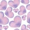 Gentle hearts background. Pink and violet watercolor hearts on white backdrop. Seamless pattern