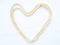 Gentle light natural small pearl long beads in the shape of a big heart on a white background