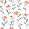 Gentle orange flowers seamless pattern