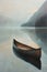 Gentle pastels depict a solitary canoe on a tranquil lake, blending seamlessly into the calm waters AI Generate