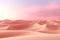 Gentle peach sand dunes bask in the soft glow of a pastel sunrise, presenting a tranquil and surreal desert