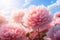 Gentle pink background of peony flowers petals macro photo, closeup view, pink floral background