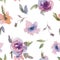 Gentle Purple Watercolor Roses Floral Seamless Pattern