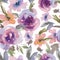 Gentle Purple Watercolor Roses Floral Seamless Pattern