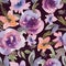 Gentle Purple Watercolor Roses Floral Seamless Pattern