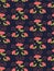 Gentle seamless cute pattern of flowers in trendy coral color on the navy background