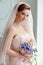 Gentle, sensual portrait of very beautiful girls bride blonde in