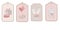 A GENTLE SET OF PINK TAGS, LABELS FOR GIFTS FOR VALENTINE\\\'S DAY. ILLUSTRATIO N