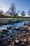 Gentle stream running through a field in winter