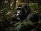 A Gentle Touch: Mother Gorilla and Her Newborn