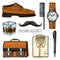 Gentleman accessories. hipster or businessman, victorian