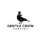 Gentleman black raven crow with monocle glasses and bowler top hat icon logo
