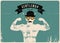 Gentleman Gym Club typographic vintage grunge poster design with silhouette of strong man. Retro vector illustration.