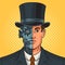 Gentleman half cyborg steampunk pop art vector