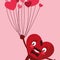 Gentleman heart with balloons helium