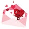Gentleman heart with envelope emoticon character