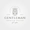 Gentleman king line art logo vector symbol illustration design, bearded king logo design