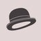 Gentleman retro bowler hat black and white illustration.
