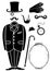 Gentleman retro suit and Accessories.Vector symbol