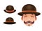 Gentleman Victorian Business Cartoon Bowler Hat Icon English 3d Isolated Background Retro Vintage Great Britain Design