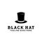 Gentlemen club logo design vector. universal elegance Black cylinder hat brand template illustration