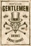 Gentlemen club vintage poster with with men in cylinder hat and two crossed canes vector illustration. Layered, separate