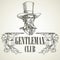 Gentlemens club. Vintage vector illustration