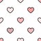 Gently pink hearts with black stroke