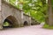 A gently-sloping ramp to the Catherine Park, decorated with vases by cast-iron Classical altars incorporating bowls for flowers. T