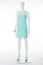 Gently turquoise dress on elegant mannequin.