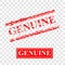 Genuine, 2 style streak red rubber stamp, at transparent effect background