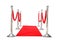 Genuine Hollywood Red Carpet with Red Velvet Ropes and Silver Stanchions, isolated on white with room for your text