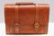 Genuine leather briefcase. Brown leather men`s bag. Leather