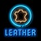 genuine leather label neon glow icon illustration