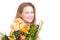 Genuinely Happy Woman Smiling Behind the Flower Bouquet