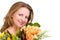 Genuinely Happy Woman Smiling Behind the Flower Bouquet