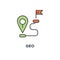 geo icon. gps location tag or pointer concept symbol design, proximity, global network connection, location, navigation way or