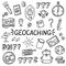 Geocaching doodle drawing equipment set concept vector