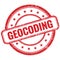 GEOCODING text on red grungy round rubber stamp