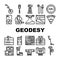 Geodesy Equipment Collection Icons Set Vector Illustration