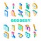 Geodesy Equipment Collection Icons Set Vector Illustration