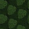 Geoetric green monstera leaves wallpaper. Botanic seamless pattern