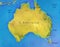 Geographic map of Australia with important cities