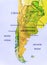 Geographic map part of South America country with important cities
