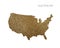 Geographic map of the United States of America with glittering gold texture. The shimmering shape of America's borders with